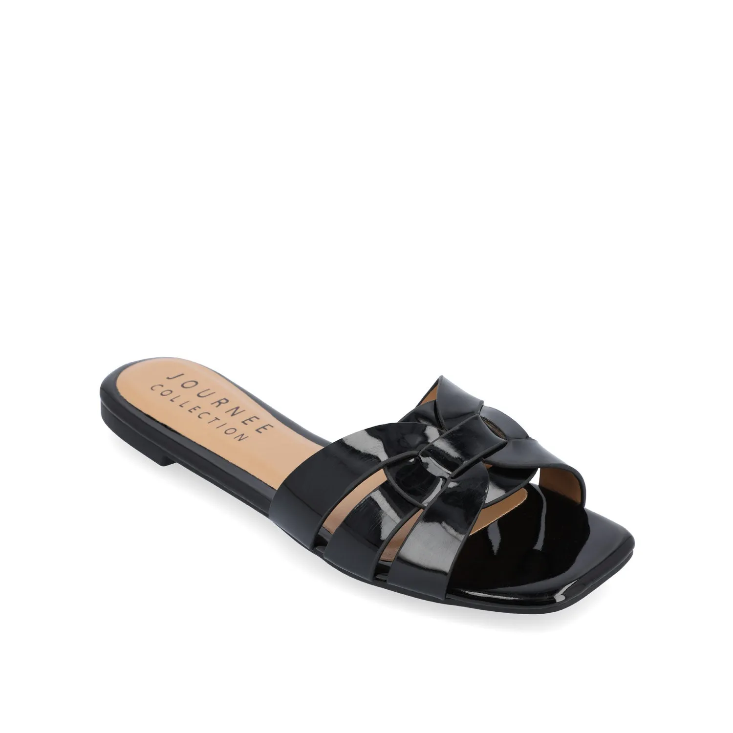 ARRINA SLIDE SANDALS IN BASIC PATENT