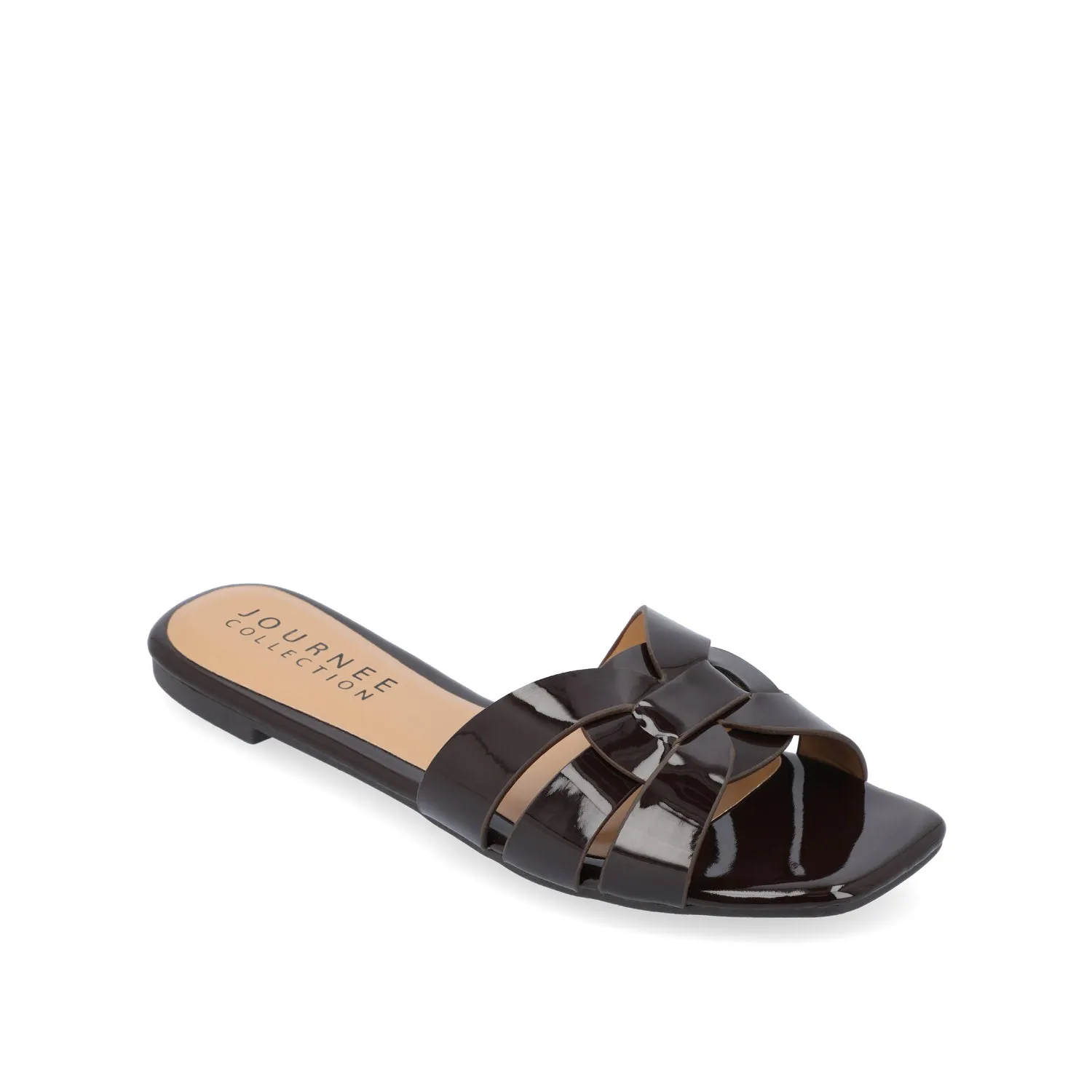 ARRINA SLIDE SANDALS IN BASIC PATENT