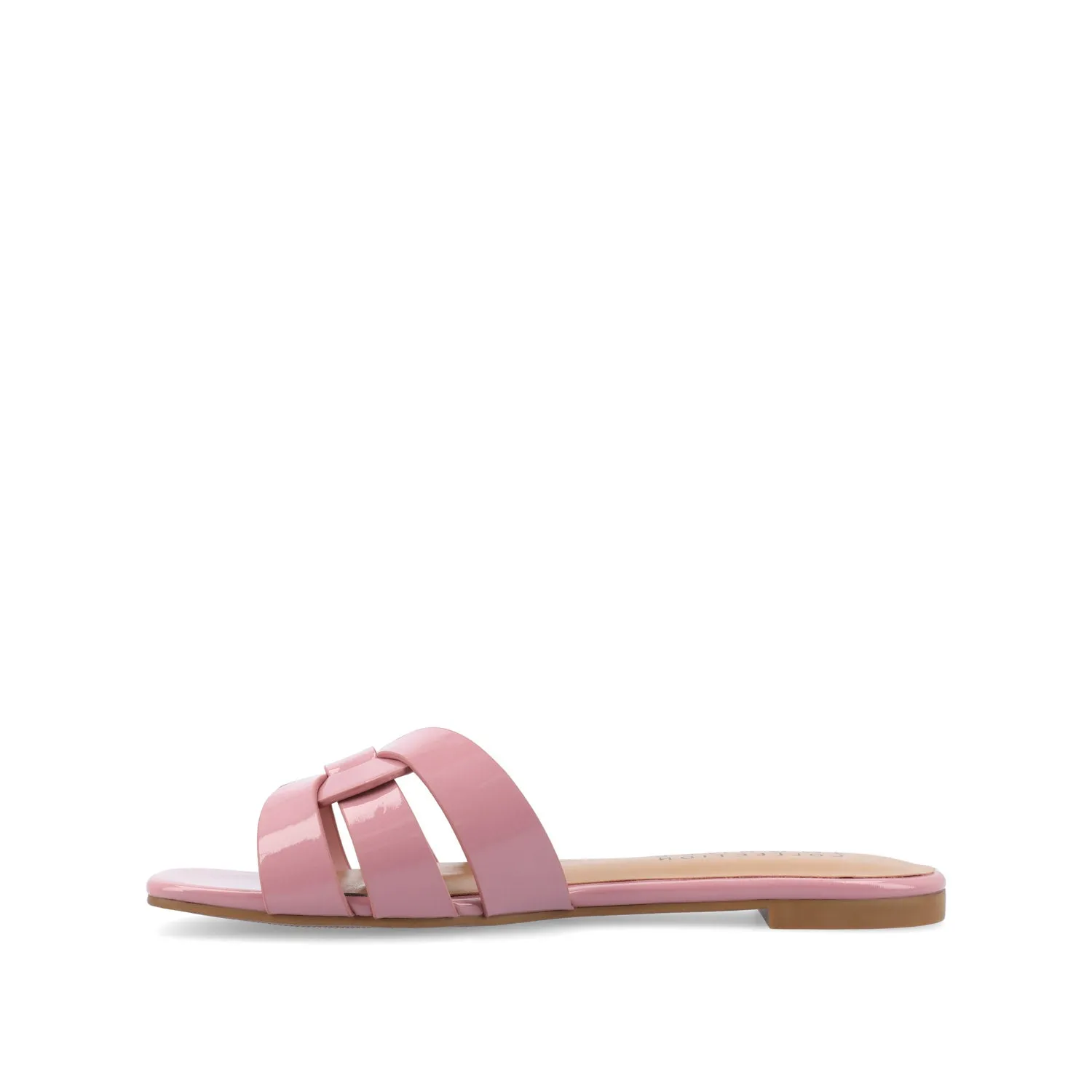 ARRINA SLIDE SANDALS IN BASIC PATENT