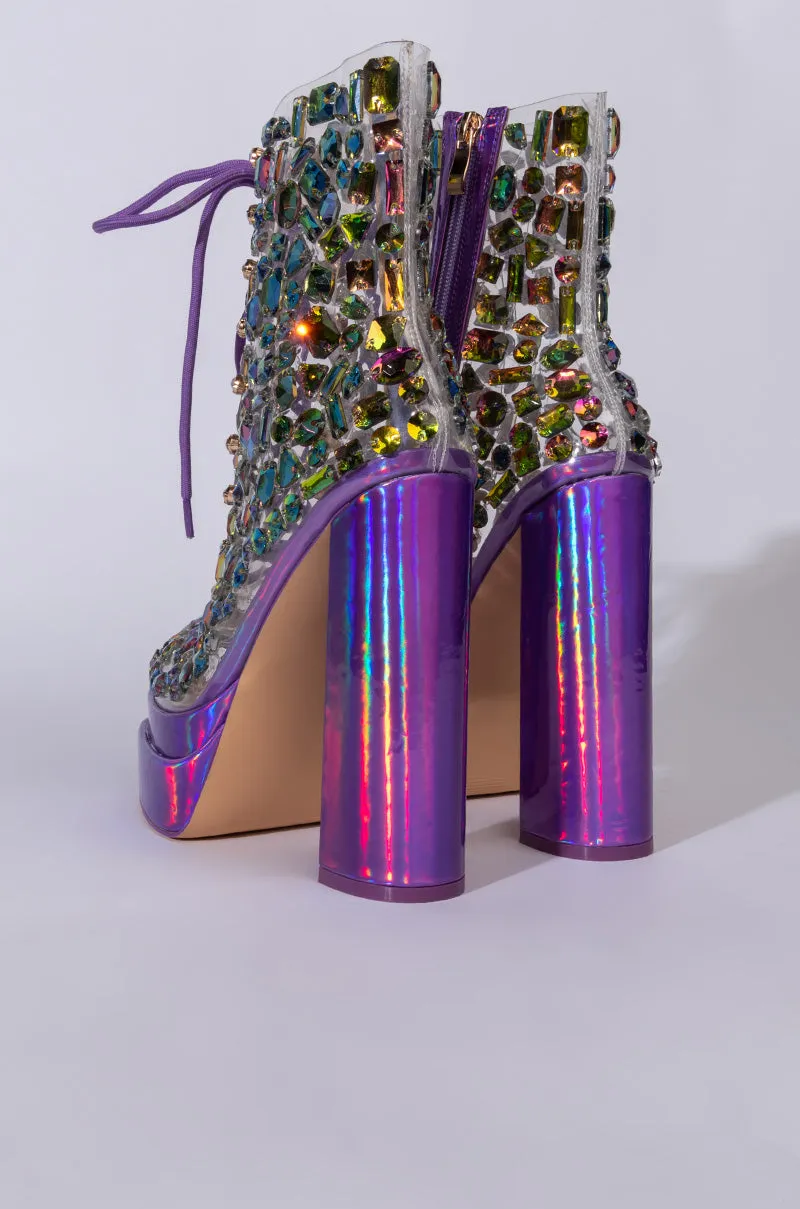 AZALEA WANG COME AND GET IT CHUNKY BOOTIE IN PURPLE MULTI