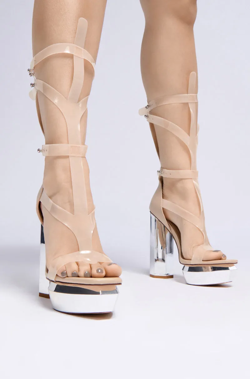 AZALEA WANG DARCELLE NUDE EDGY PLATFORM SANDAL