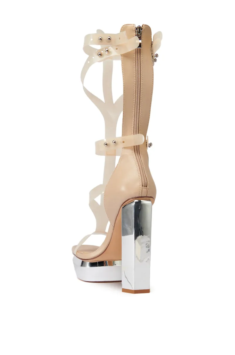 AZALEA WANG DARCELLE NUDE EDGY PLATFORM SANDAL