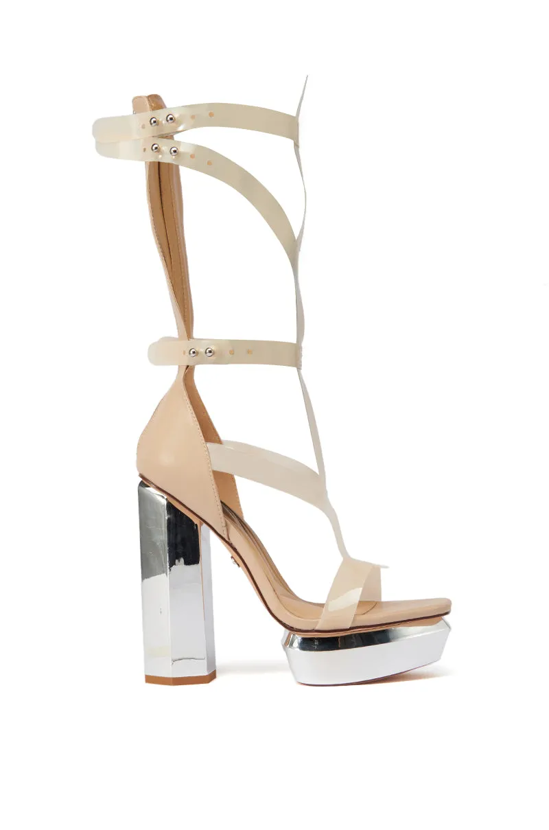 AZALEA WANG DARCELLE NUDE EDGY PLATFORM SANDAL