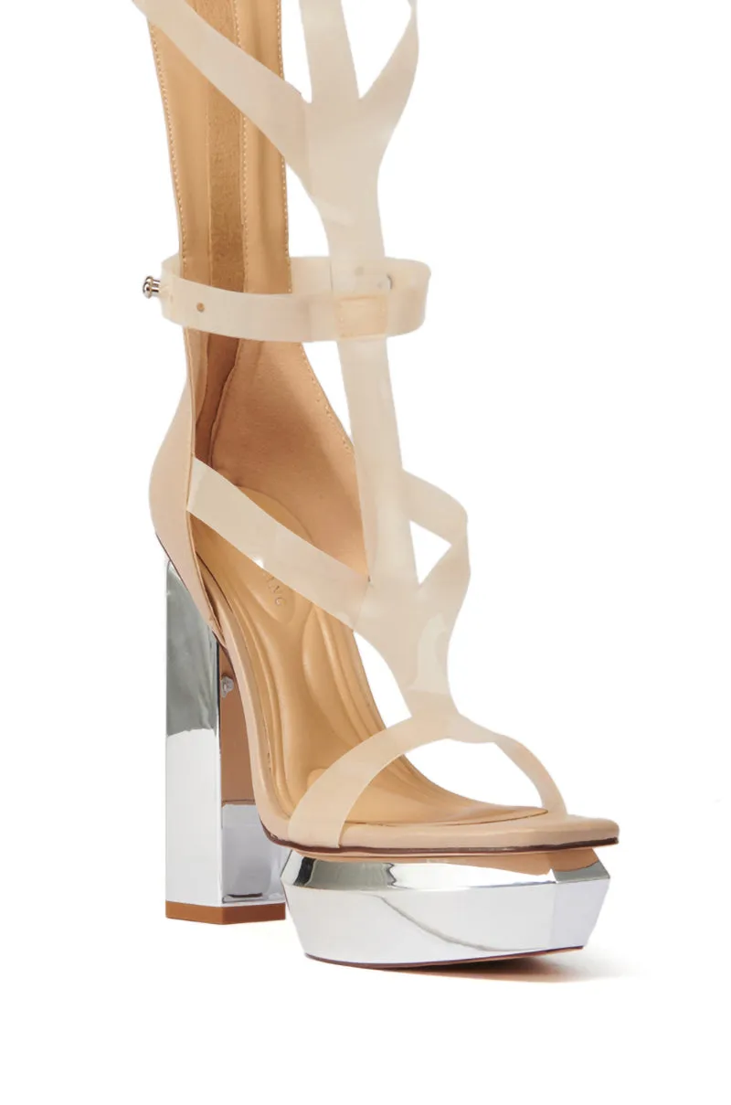 AZALEA WANG DARCELLE NUDE EDGY PLATFORM SANDAL