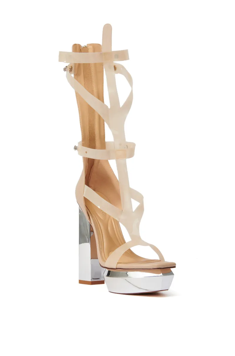 AZALEA WANG DARCELLE NUDE EDGY PLATFORM SANDAL