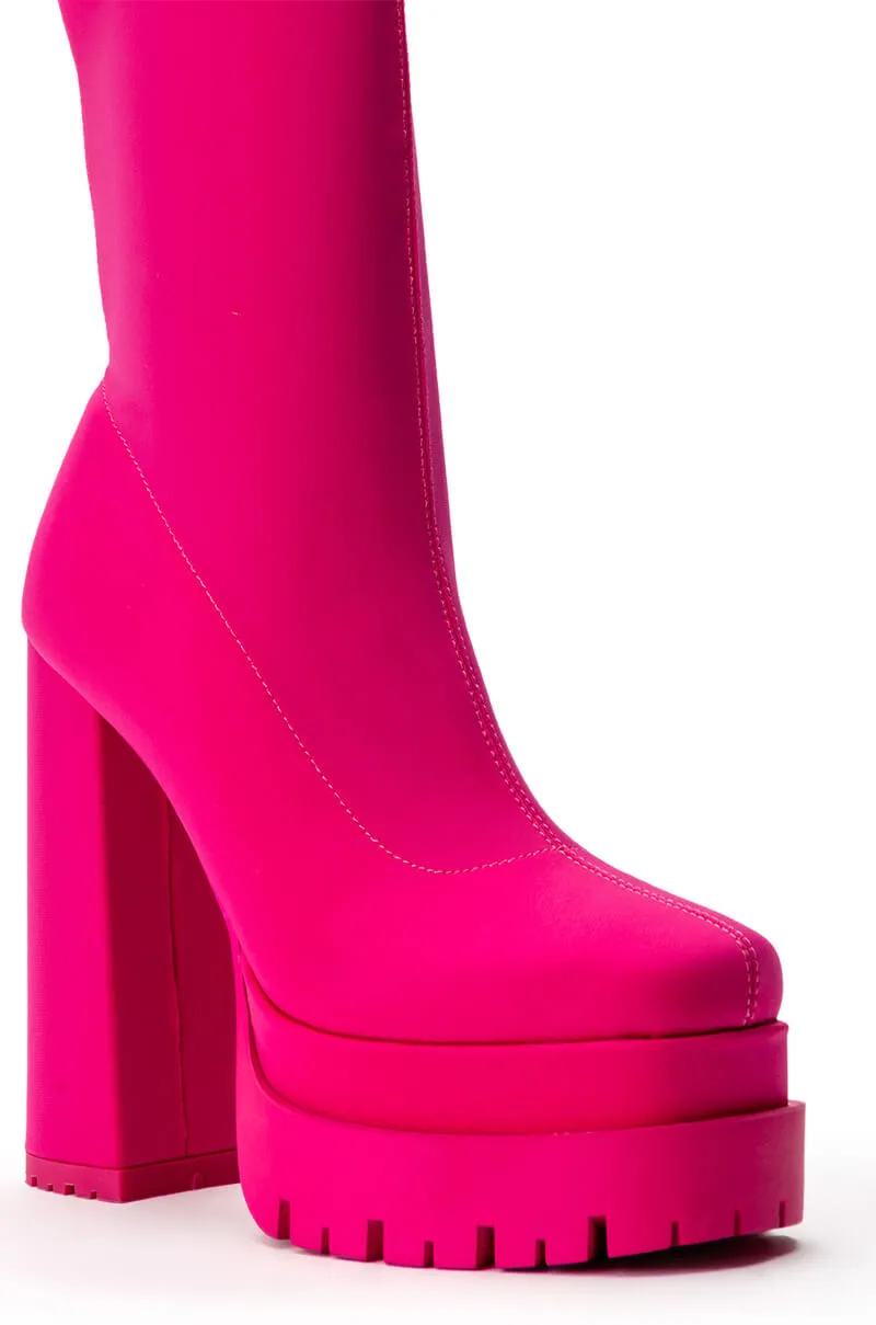 AZALEA WANG ICING MONOCHROME PINK CHUNKY BOOTIE