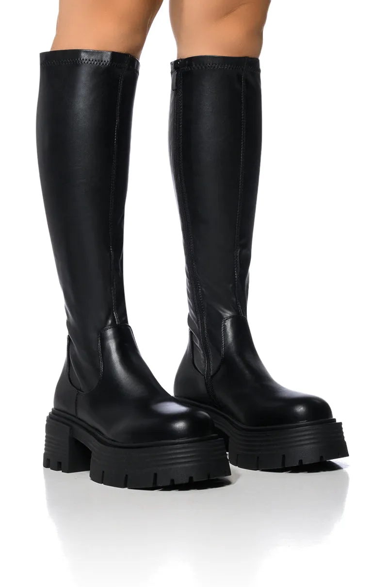 AZALEA WANG LYNX BOOT WITH 4 WAY STRETCH IN BLACK