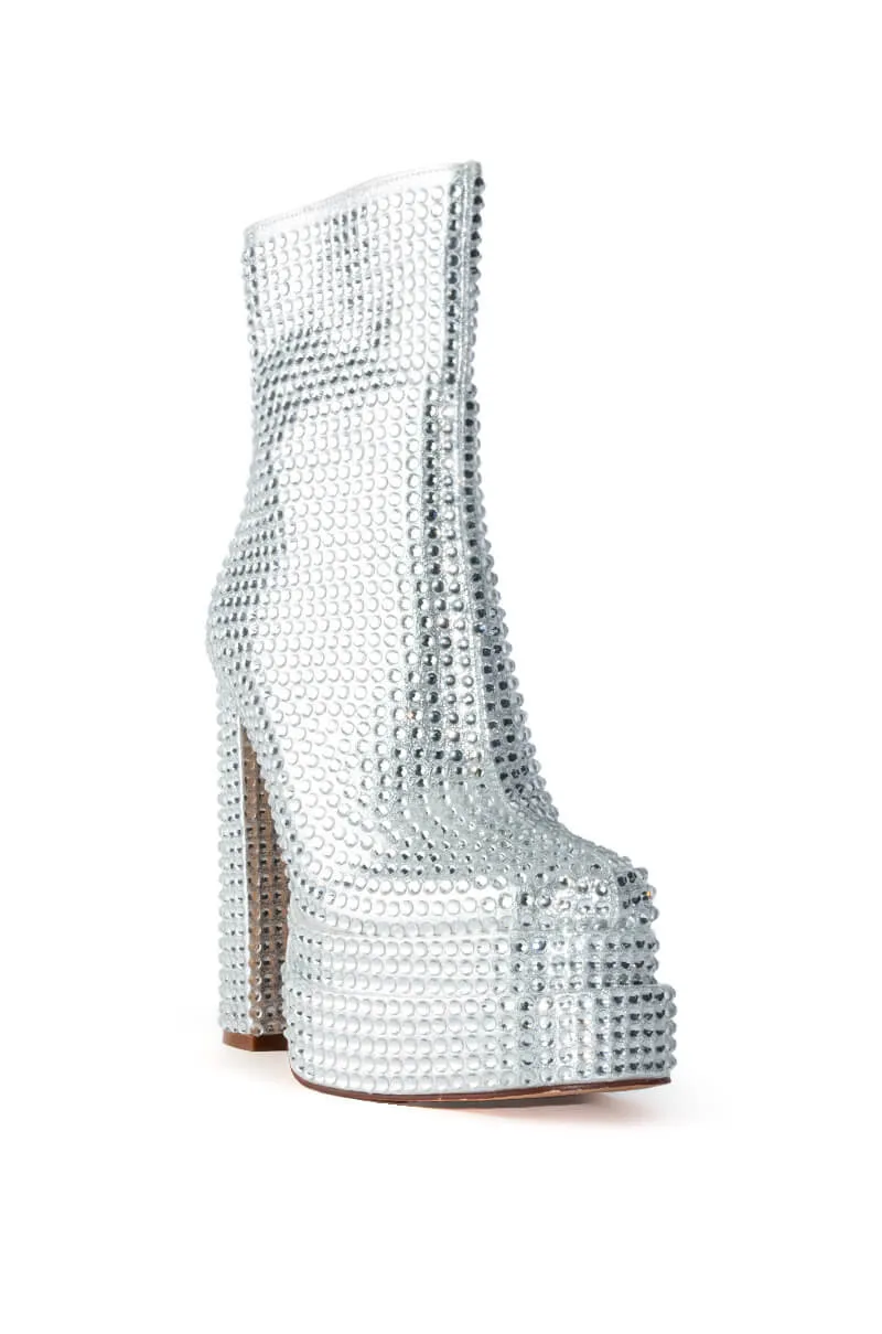 AZALEA WANG MATEO EMBELLISHED SILVER BOOTIE