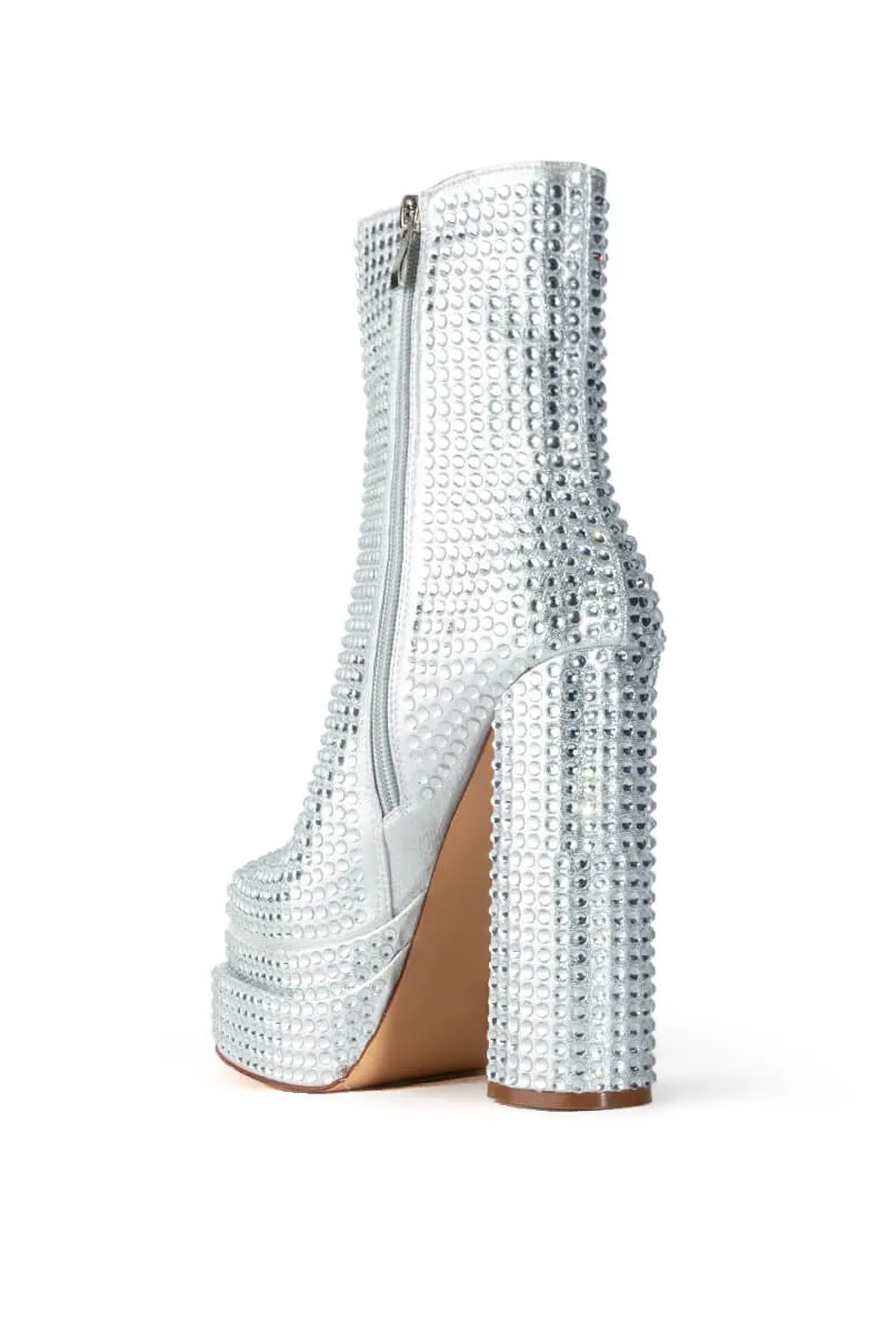 AZALEA WANG MATEO EMBELLISHED SILVER BOOTIE