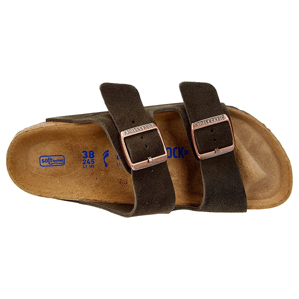 Birkenstock Unisex Mocha Suede Soft Footbed Regular Width Arizona Sandals - 951311-39