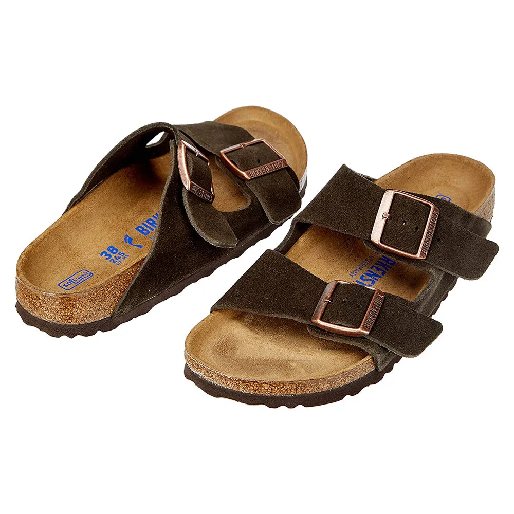 Birkenstock Unisex Mocha Suede Soft Footbed Regular Width Arizona Sandals - 951311-39