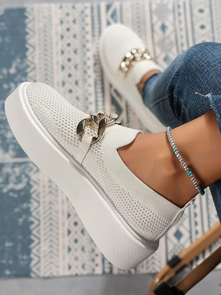 Chain Decor Slip-On Walking Sneakers