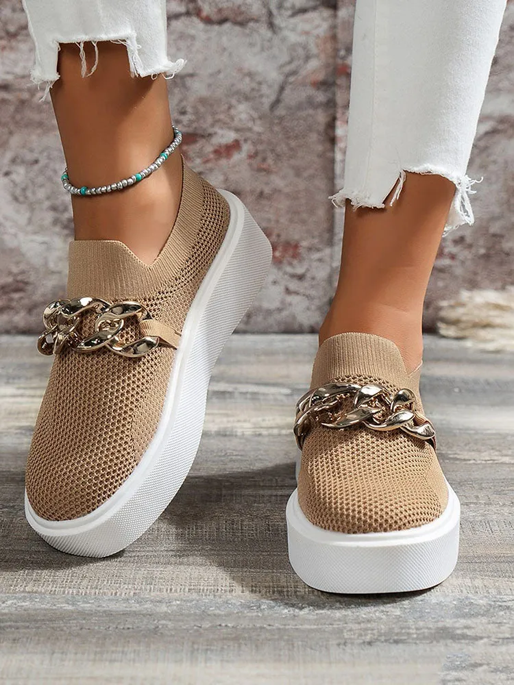 Chain Decor Slip-On Walking Sneakers