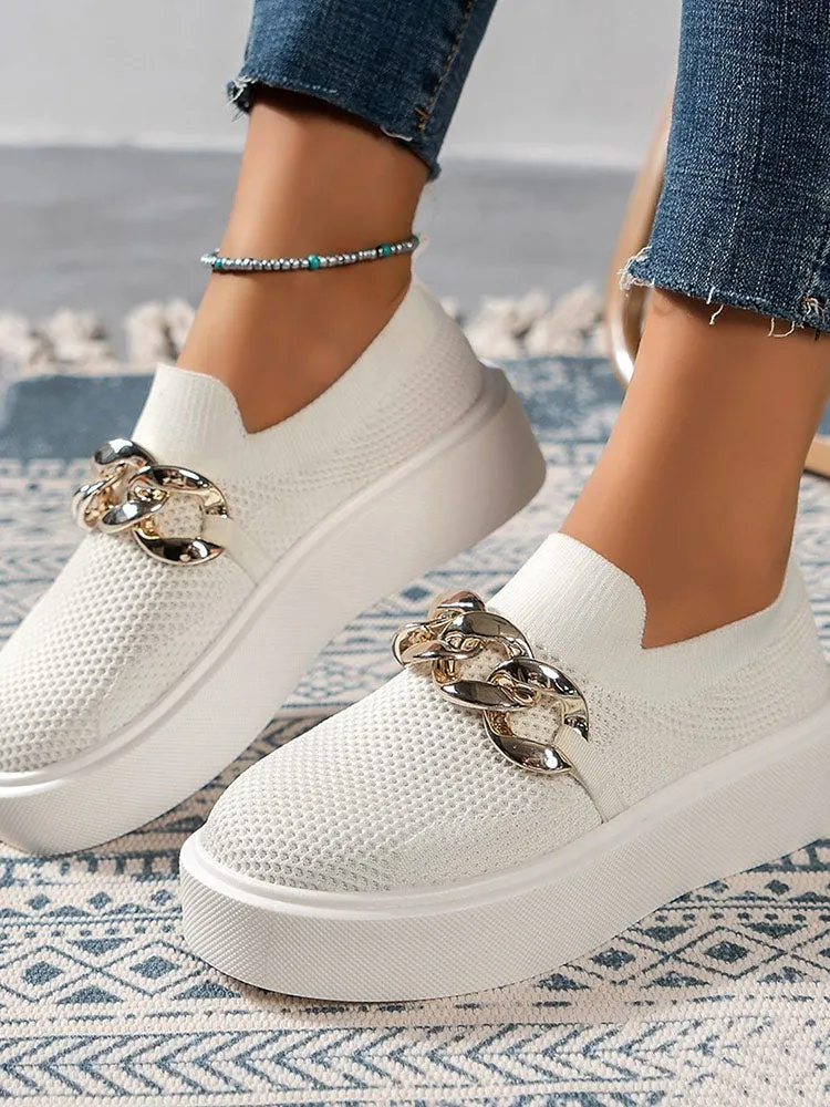 Chain Decor Slip-On Walking Sneakers