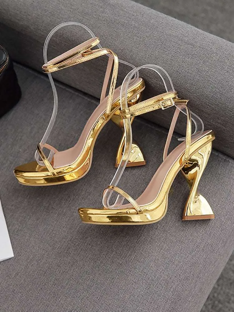 Chunky Open Toe Strappy Platform Heels