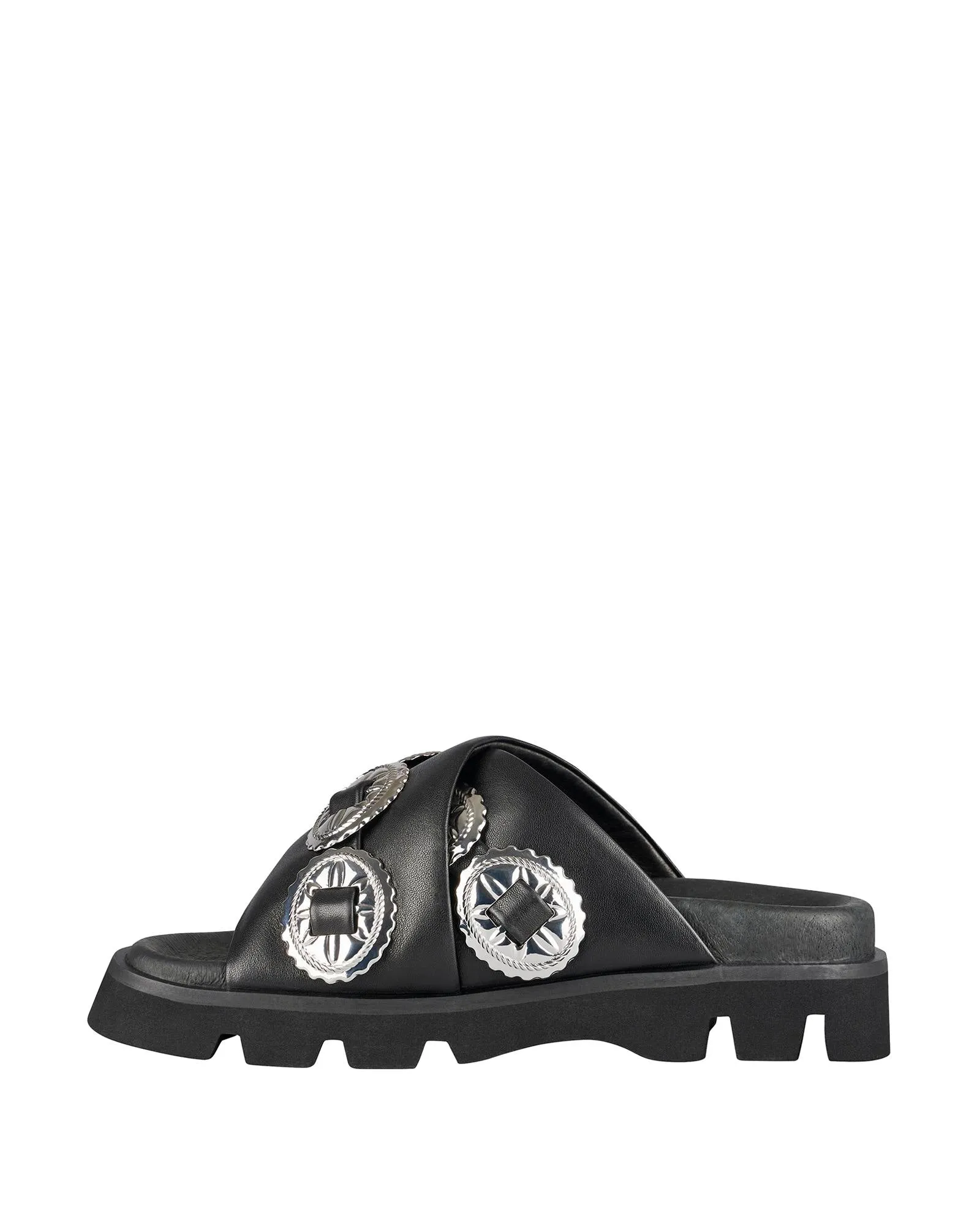 Concho Footbed Black/Silver