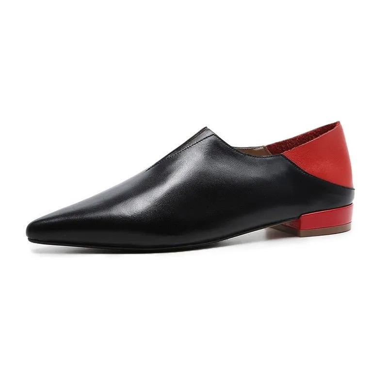 Contemporary Color Block Soft Leather Slip-On Comfort Loafers