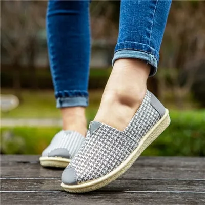 Cresfimix zapatos de mujer women fashion striped cloth shoes lady casual spring summer canvas slip on flat shoes female loafers