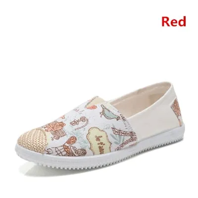 Cresfimix zapatos de mujer women fashion striped cloth shoes lady casual spring summer canvas slip on flat shoes female loafers