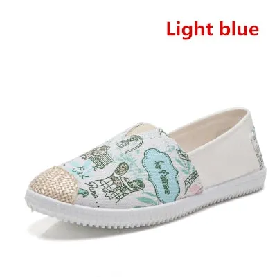 Cresfimix zapatos de mujer women fashion striped cloth shoes lady casual spring summer canvas slip on flat shoes female loafers