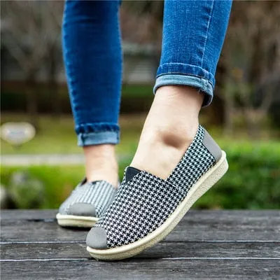 Cresfimix zapatos de mujer women fashion striped cloth shoes lady casual spring summer canvas slip on flat shoes female loafers