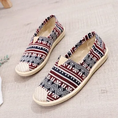 Cresfimix zapatos de mujer women fashion striped cloth shoes lady casual spring summer canvas slip on flat shoes female loafers