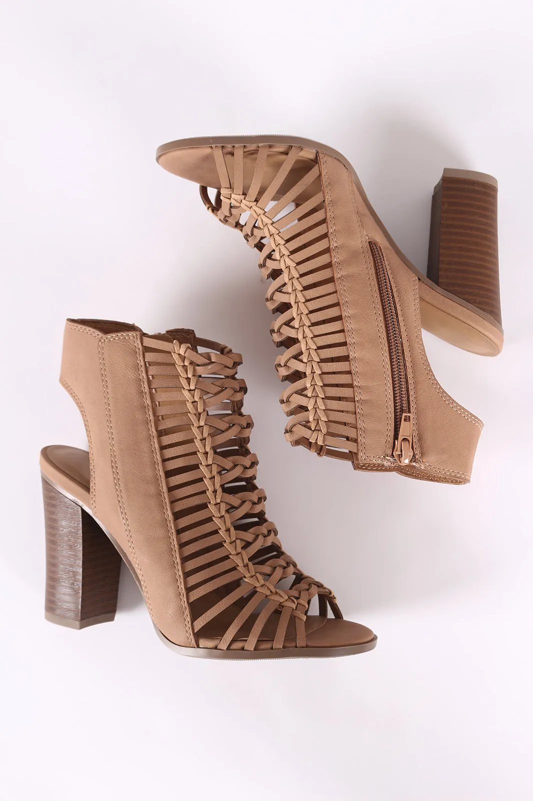 Delicious Braided Caged Chunky Heel