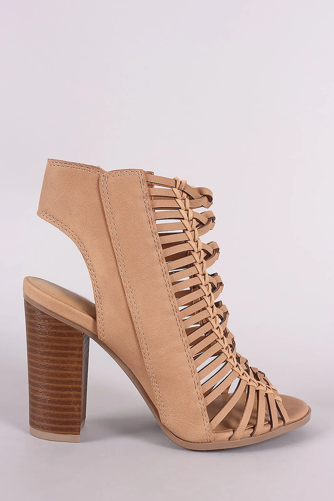 Delicious Braided Caged Chunky Heel