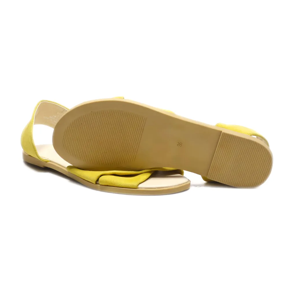 Divided Flat Sandals Suede Yellow Colour For Women