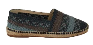 Dolce & Gabbana Blue Gray Slip On Buffalo Espadrille Shoes