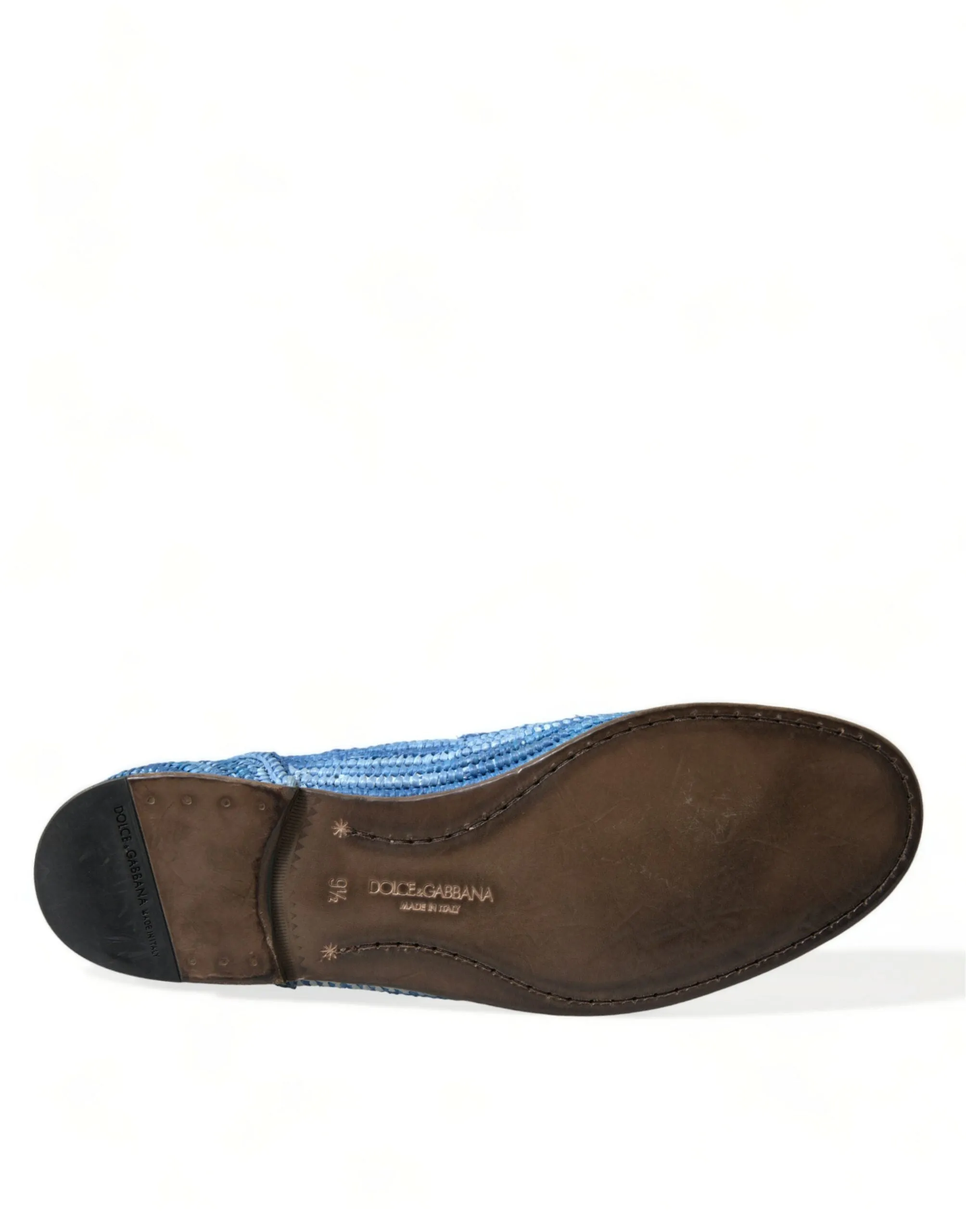 Dolce & Gabbana Elegant Blue Raffia Slip-On Loafers