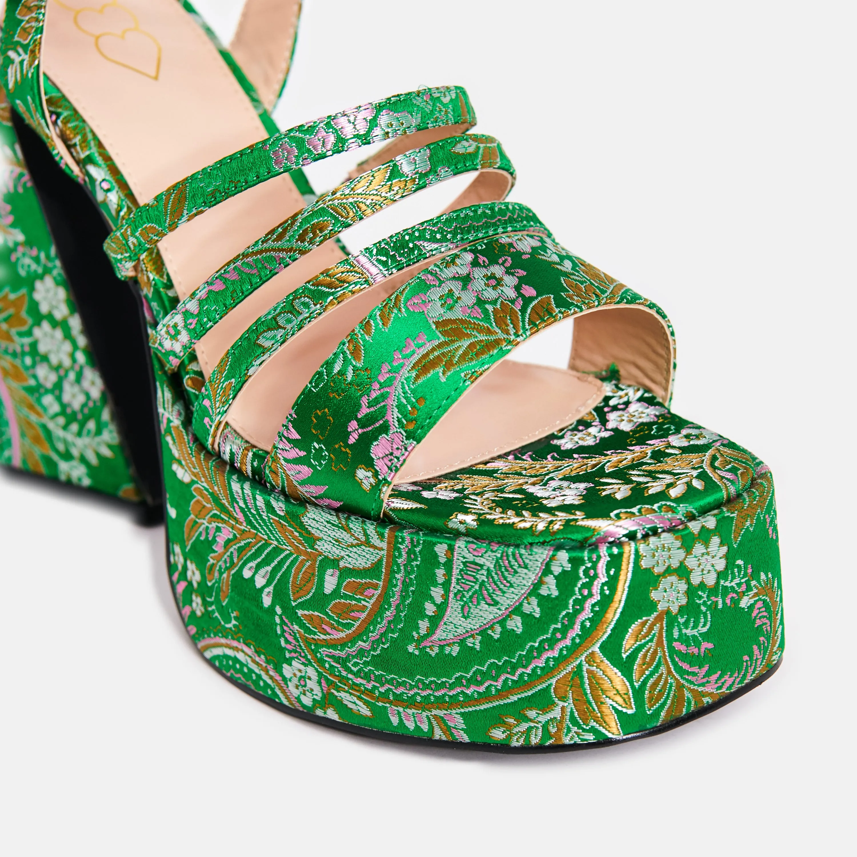 Dynasty Green Platform Strappy Heels