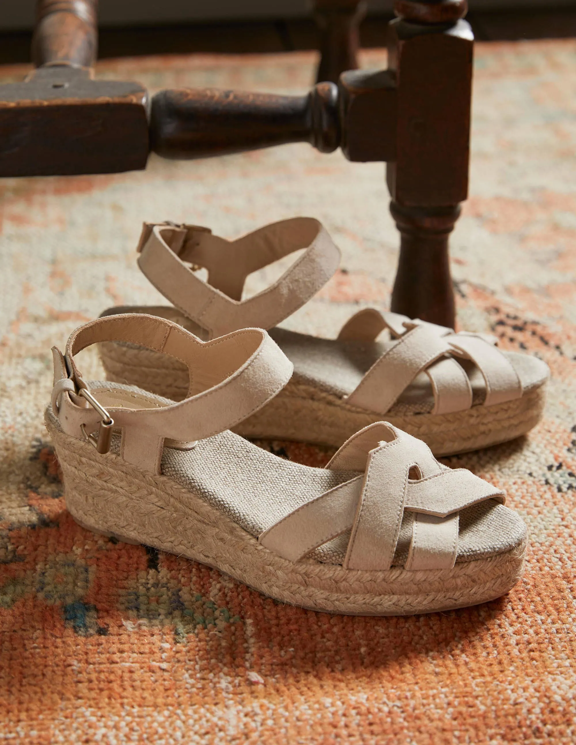 Geometric Espadrille Wedges-Oatmeal