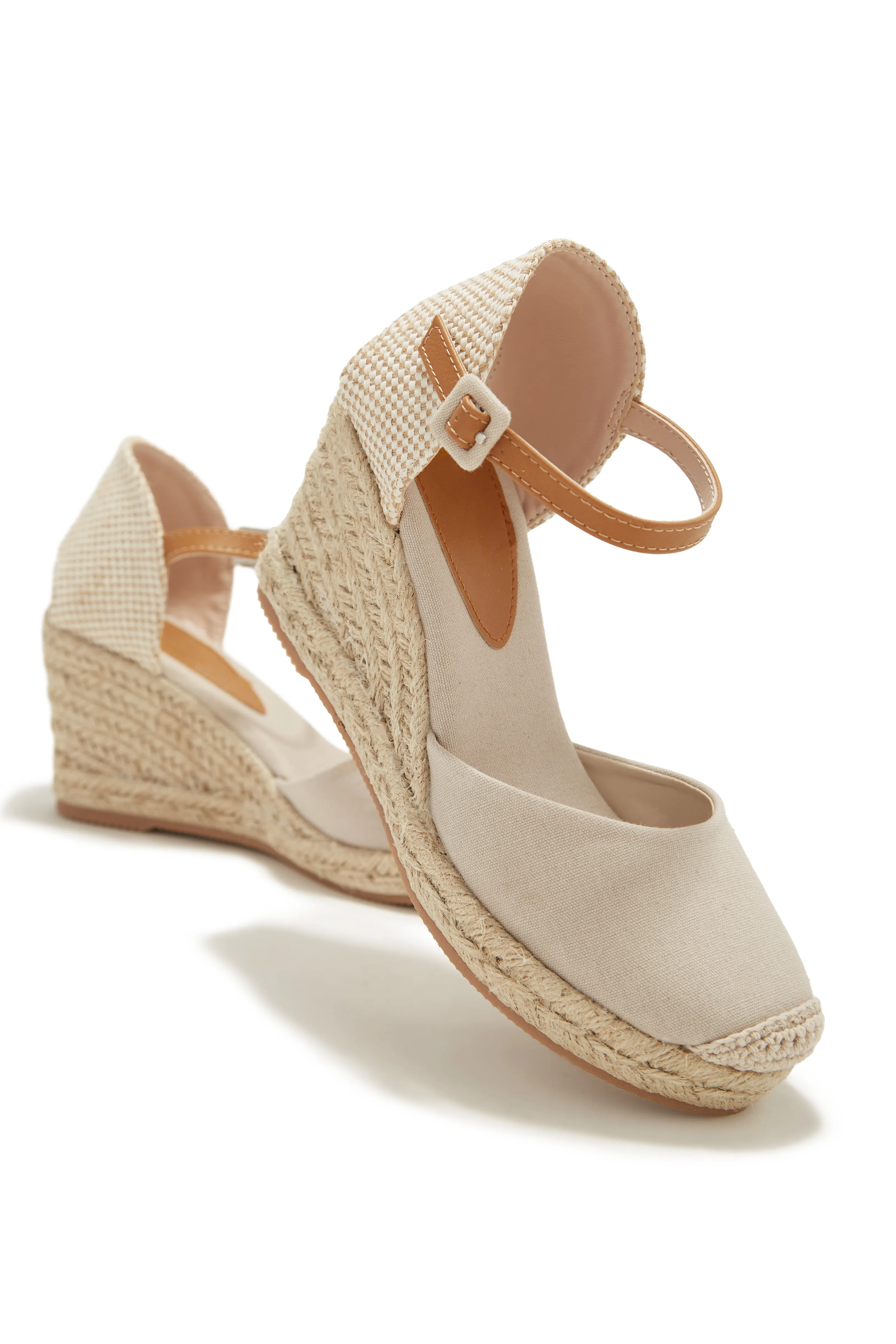 Golden Hour Espadrille Platform Wedges - Nude