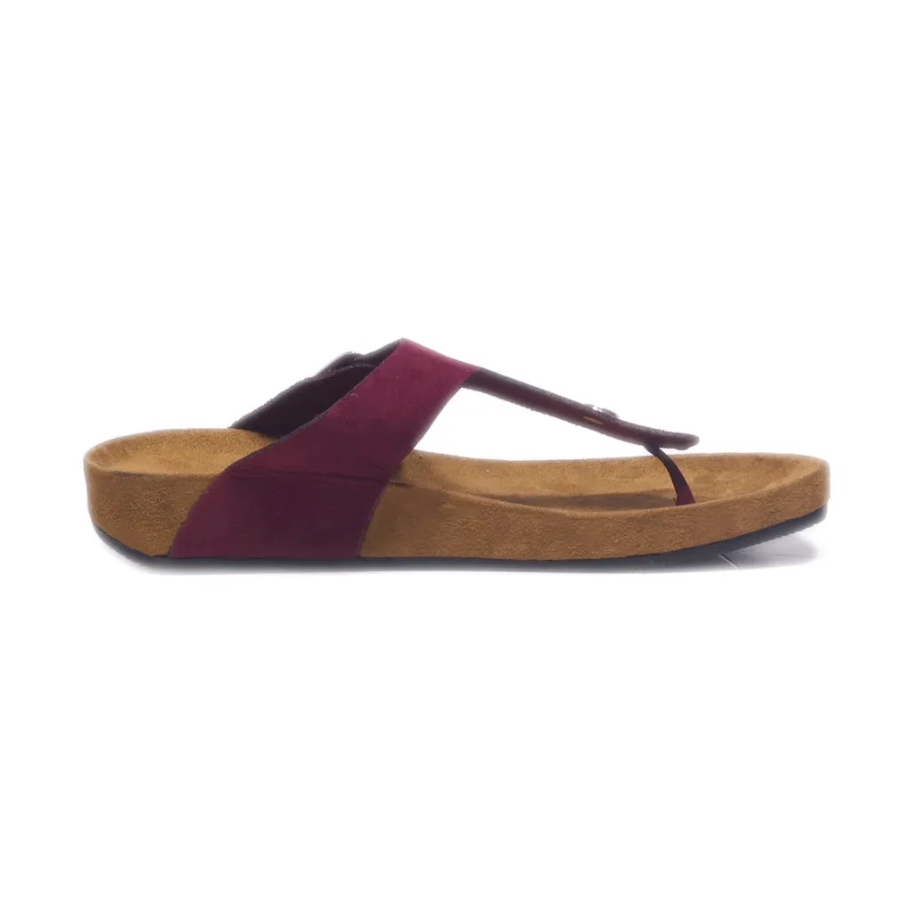 Graceland Flat Sandals Suede Burgundy Colour For Women