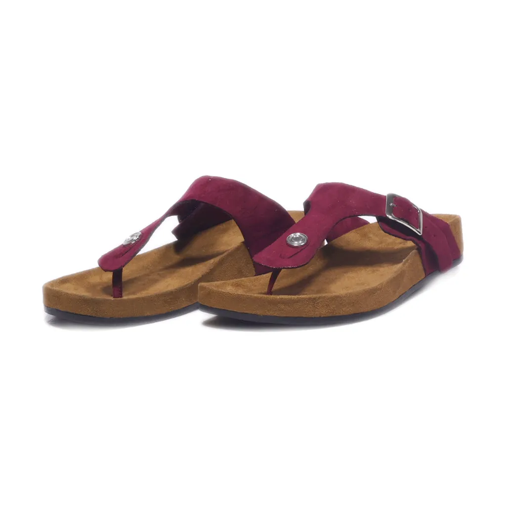 Graceland Flat Sandals Suede Burgundy Colour For Women