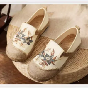 Handmade Embroidered Canvas/Hemp Slip-ons