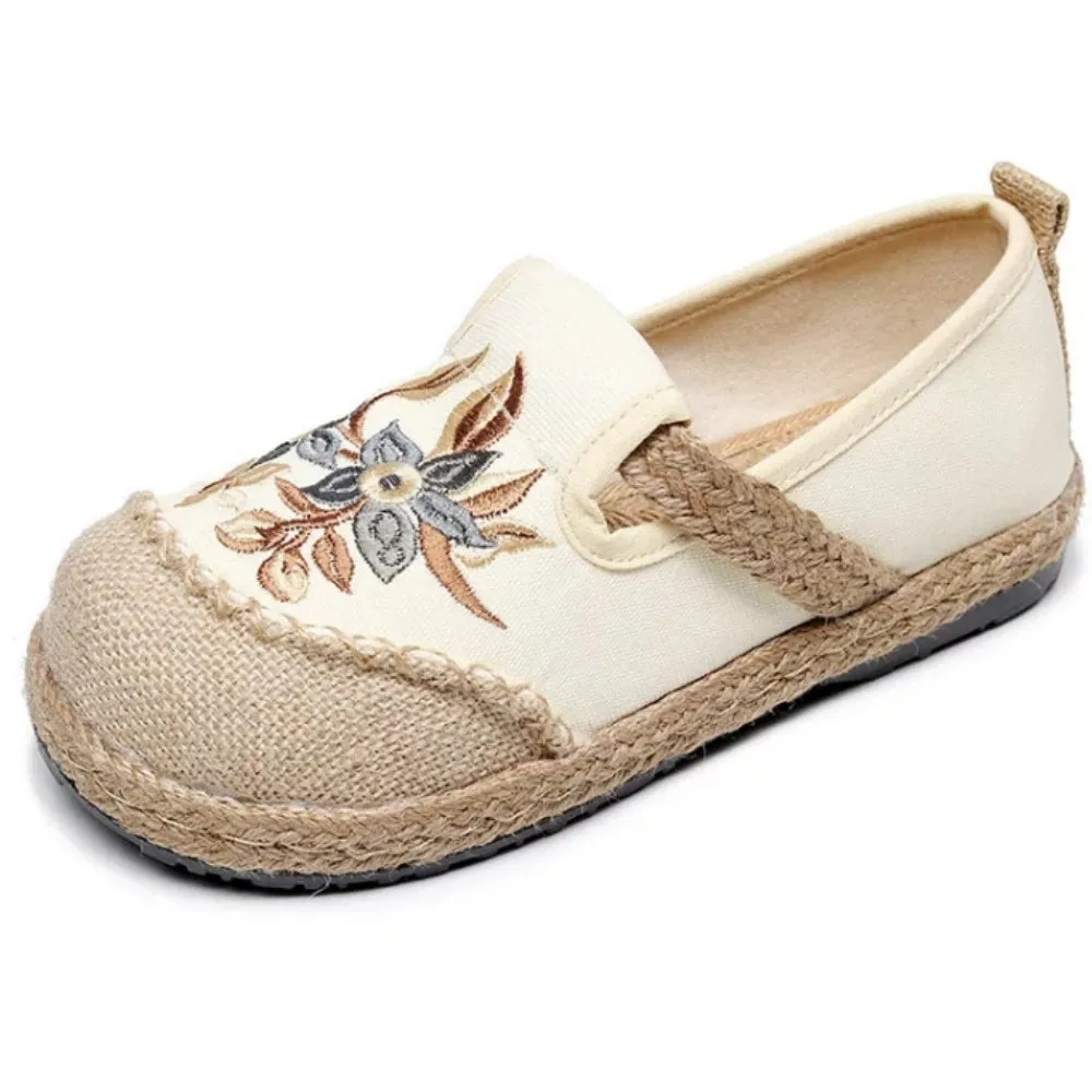 Handmade Embroidered Canvas/Hemp Slip-ons