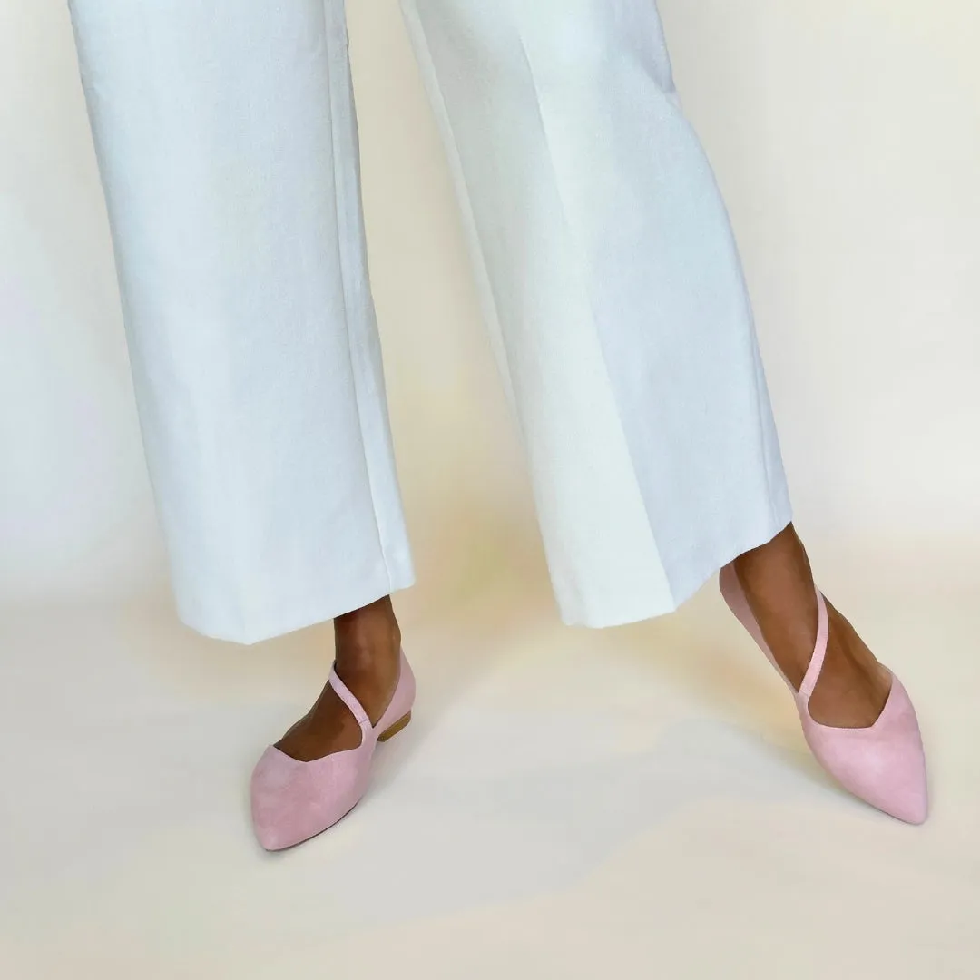 Indy Extra-Wide Fit Flats - Peony Pink Suede