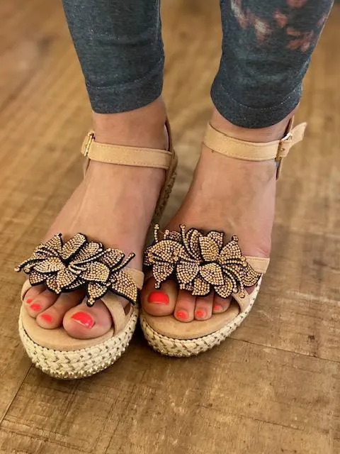 Izzy Blush Floral Wedge