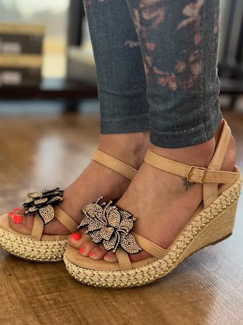 Izzy Blush Floral Wedge