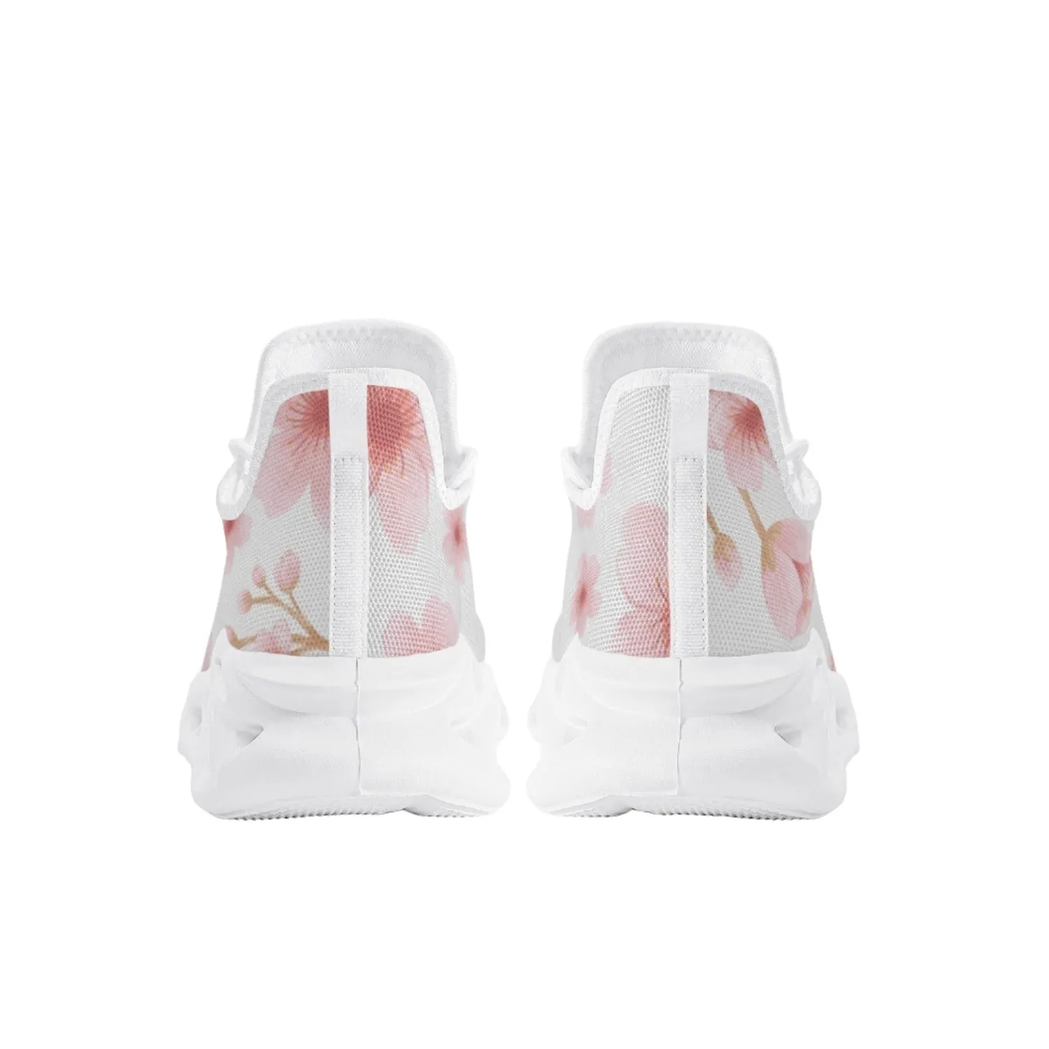 Japanese Pink Flowers White Wave Sole Lace-up Sneakers