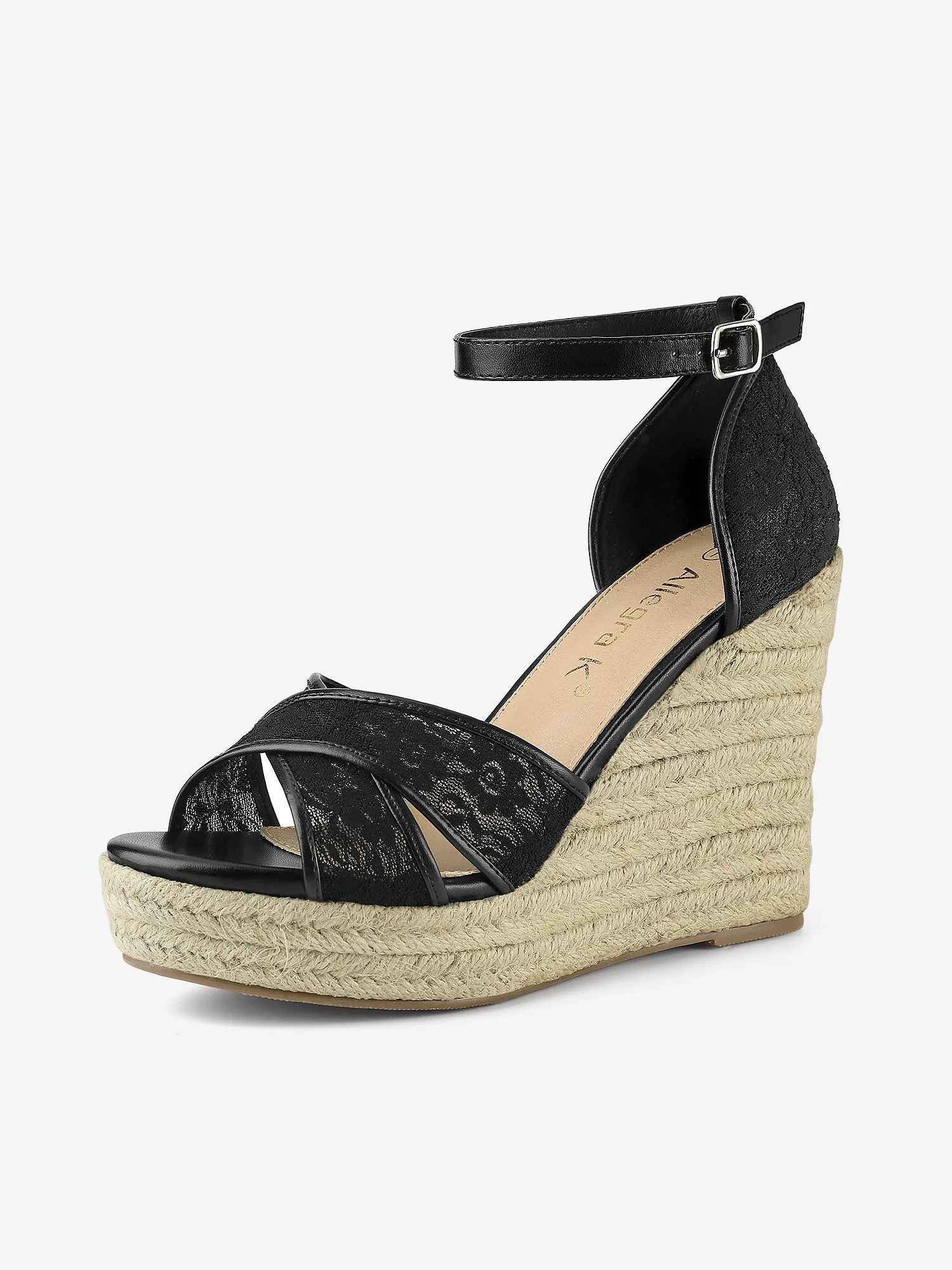 Lace Strapy Round Toe Espadrilles Wedges Sandals