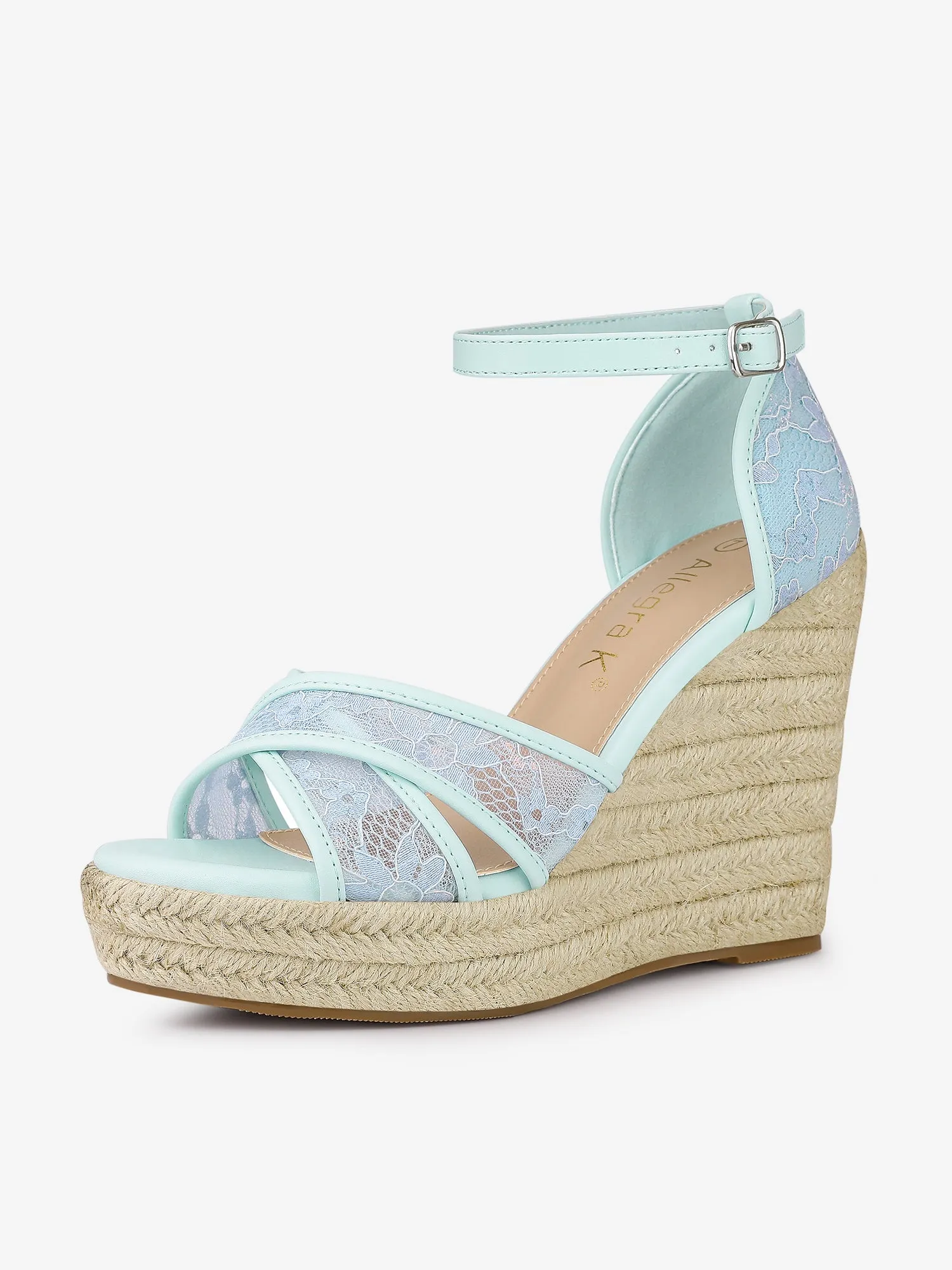 Lace Strapy Round Toe Espadrilles Wedges Sandals