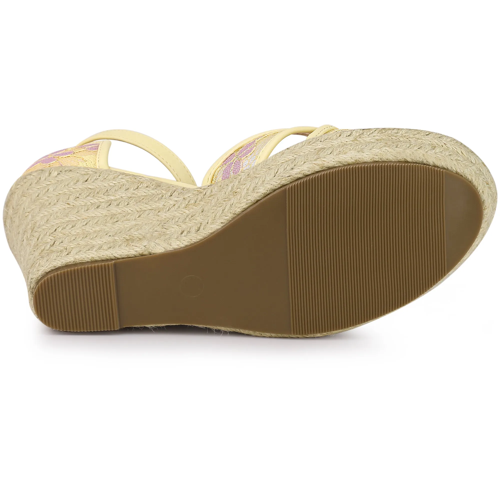 Lace Strapy Round Toe Espadrilles Wedges Sandals