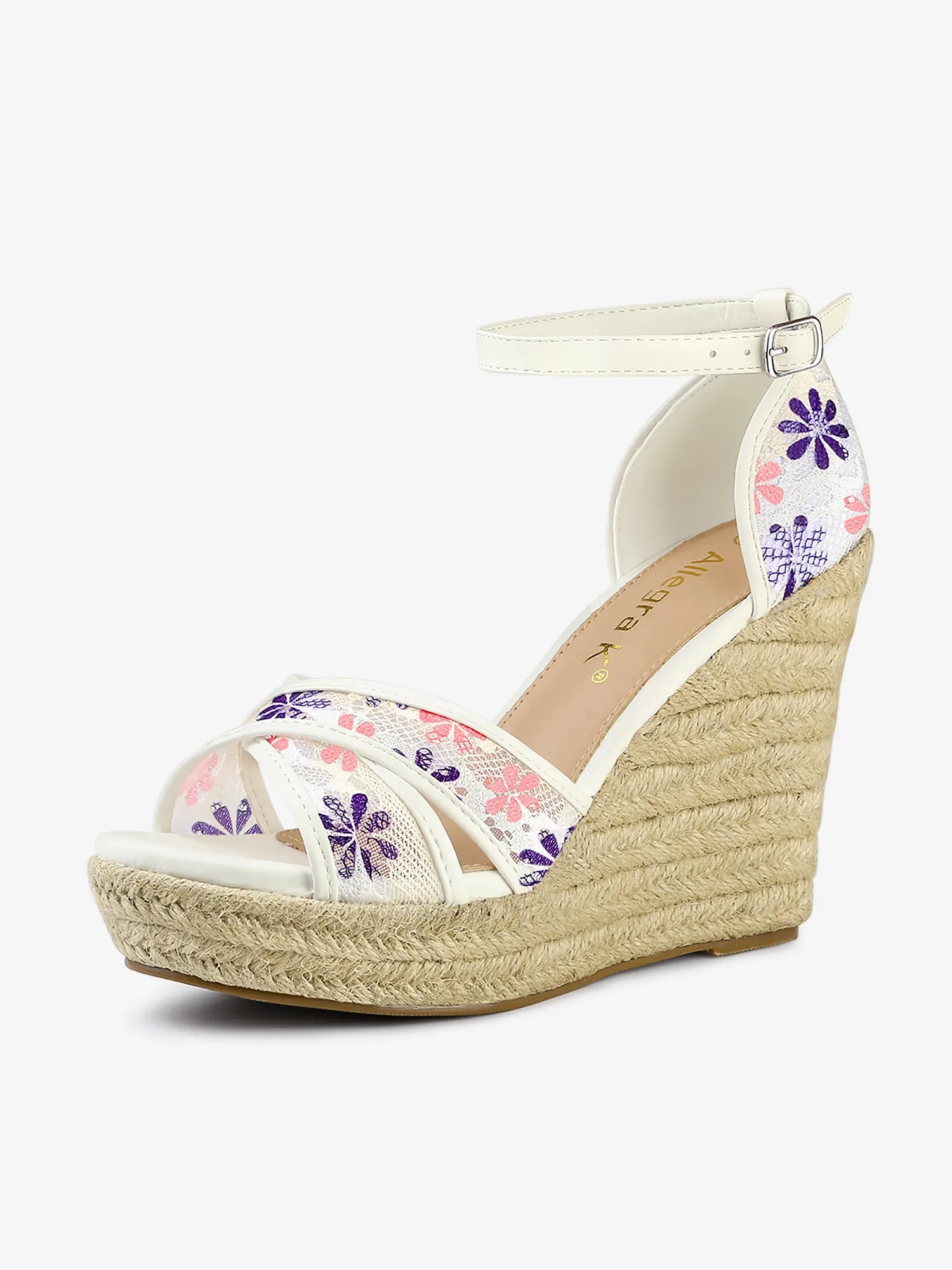 Lace Strapy Round Toe Espadrilles Wedges Sandals