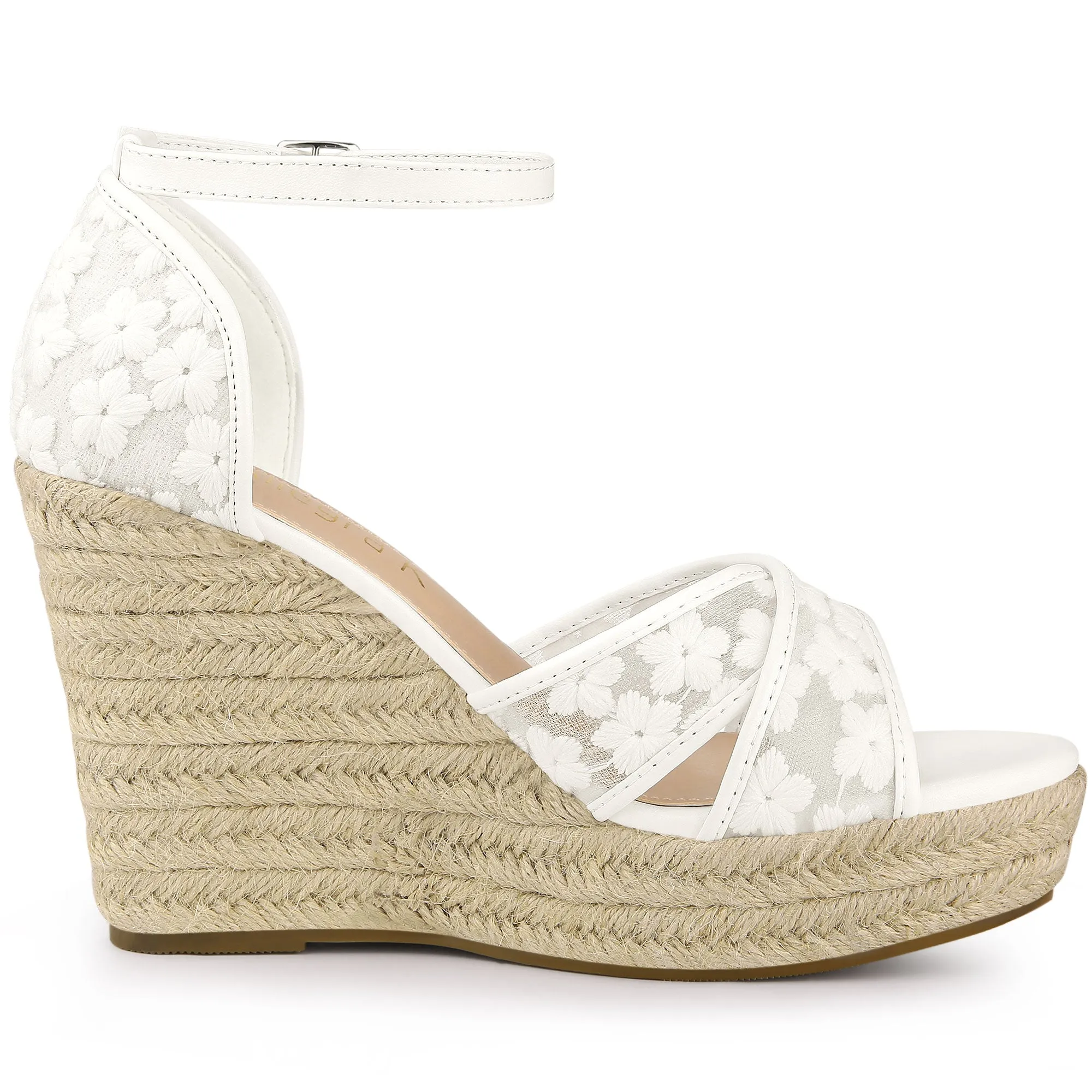 Lace Strapy Round Toe Espadrilles Wedges Sandals