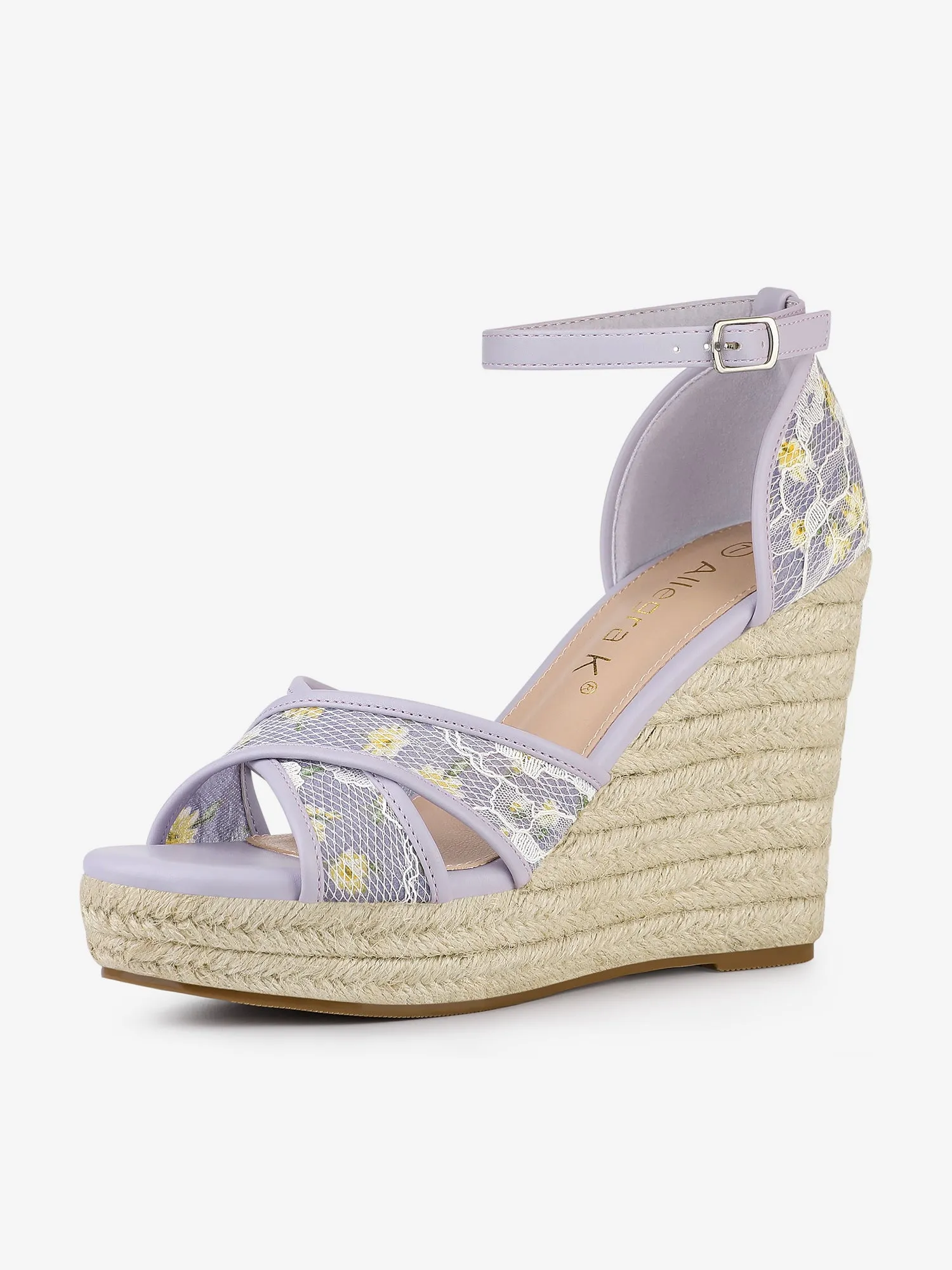 Lace Strapy Round Toe Espadrilles Wedges Sandals