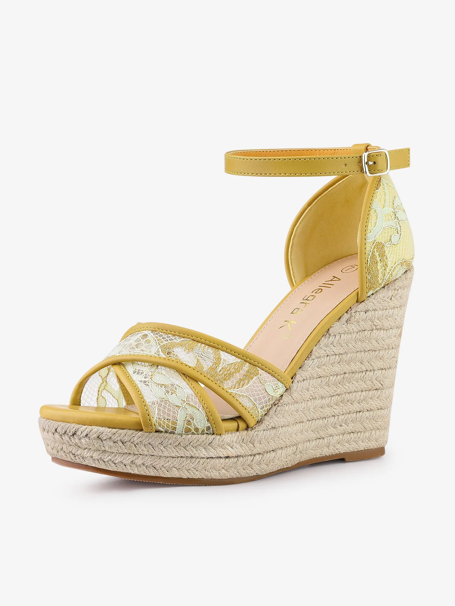 Lace Strapy Round Toe Espadrilles Wedges Sandals