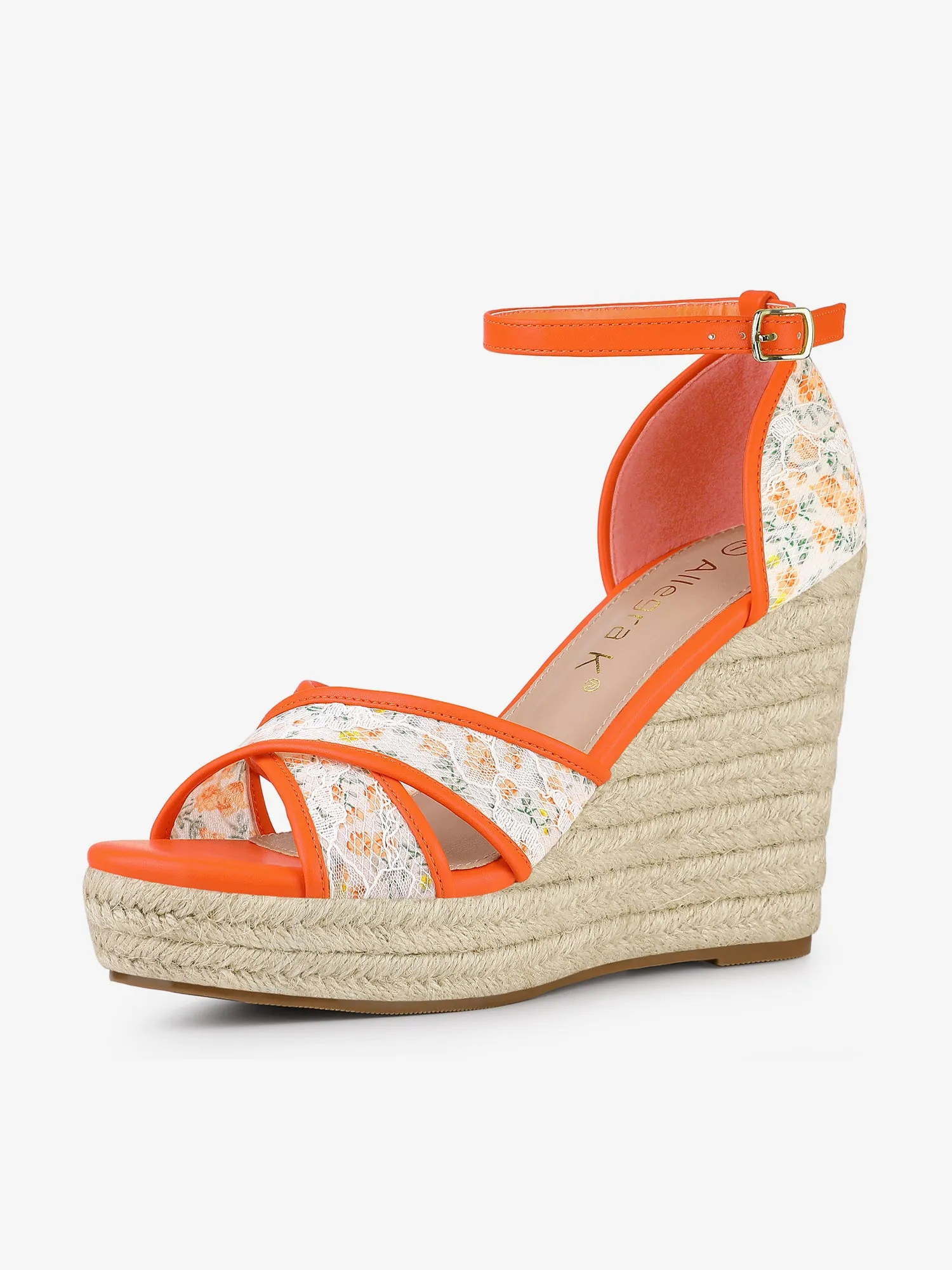 Lace Strapy Round Toe Espadrilles Wedges Sandals